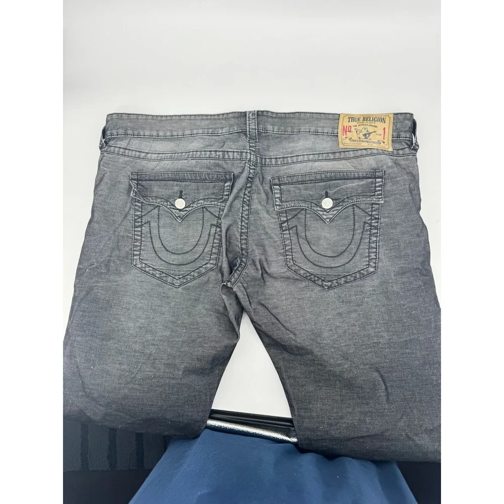 True Religion‎ Jeans Ricky 44x34 Bootcut Black Grey Wash Flap Pocket Baggy